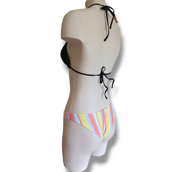 💥 Women's Multicolored Stripe High Leg Bikini Swim Bottoms - Picture 12 of 16